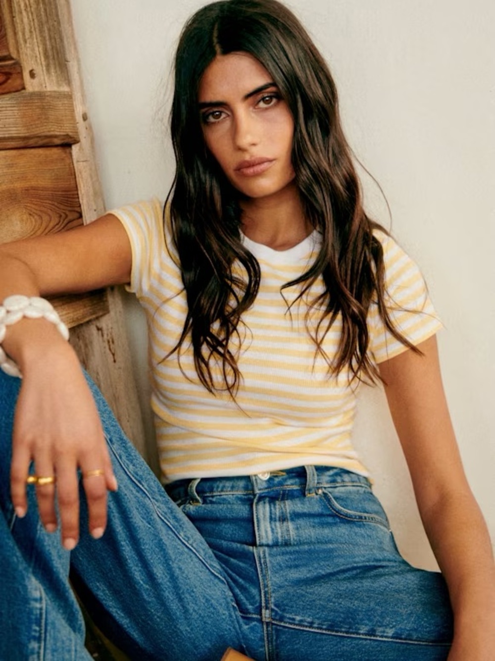 Sézane, Striped Yellow & White Crewneck Tee, NWT!